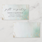Abstracte Aqua Ombre Fade met Frosted Gold Glitter Informatiekaartje (Voorkant / Achterkant)