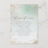Abstracte Aqua Ombre Fade met Frosted Gold Glitter Informatiekaartje (Voorkant)