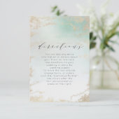 Abstracte Aqua Ombre Fade met Frosted Gold Glitter Informatiekaartje (Staand voorkant)