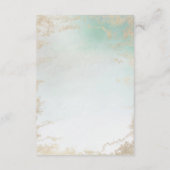 Abstracte Aqua Ombre Fade met Frosted Gold Glitter Informatiekaartje (Achterkant)