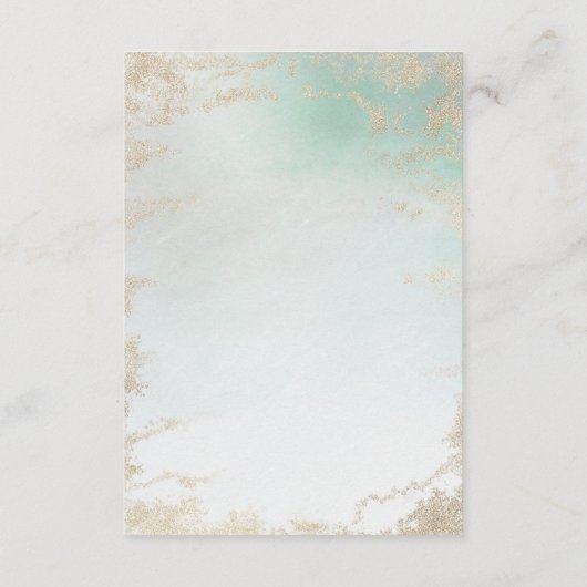 Abstracte Aqua Ombre Fade met Frosted Gold Glitter Informatiekaartje (Achterkant)