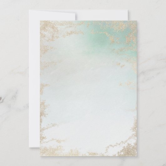Abstracte Aqua Ombre Fade met Frosted Gold Glitter Kaart (Achterkant)