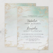 Abstracte Aqua Ombre Fade met Frosted Gold Glitter Kaart (Voorkant / Achterkant)