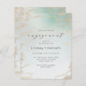 Abstracte Aqua Ombre Fade met Frosted Gold Glitter Kaart (Voorkant / Achterkant)