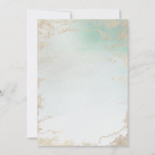 Abstracte Aqua Ombre Fade met Frosted Gold Glitter Kaart (Achterkant)