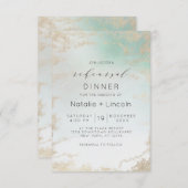 Abstracte Aqua Ombre Fade met Frosted Gold Glitter Kaart (Voorkant / Achterkant)