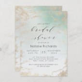 Abstracte Aqua Ombre Fade met Frosted Gold Glitter Kaart (Voorkant / Achterkant)