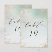 Abstracte Aqua Ombre Fade met Frosted Gold Glitter Kaart (Voorkant / Achterkant)