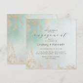 Abstracte Aqua Ombre Fade met Frosted Gold Glitter Kaart (Voorkant / Achterkant)