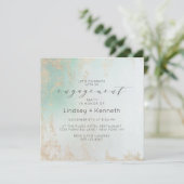 Abstracte Aqua Ombre Fade met Frosted Gold Glitter Kaart (Staand voorkant)