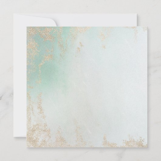 Abstracte Aqua Ombre Fade met Frosted Gold Glitter Kaart (Achterkant)