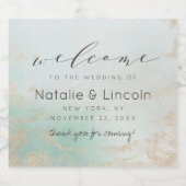 Abstracte Aqua Ombre Fade met Frosted Gold Glitter Likeurfles Etiket (Enkel label)