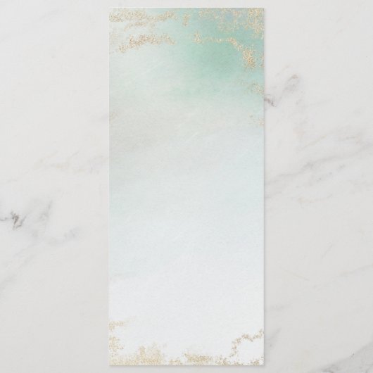 Abstracte Aqua Ombre Fade met Frosted Gold Glitter Menu (Achterkant)