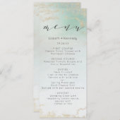 Abstracte Aqua Ombre Fade met Frosted Gold Glitter Menu (Voorkant / Achterkant)