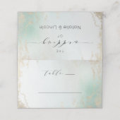 Abstracte Aqua Ombre Fade met Frosted Gold Glitter Plaatskaartje (Buitenkant ongevouwen)