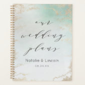 Abstracte Aqua Ombre Fade met Frosted Gold Glitter Planner (Voorkant)