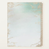 Abstracte Aqua Ombre Fade met Frosted Gold Glitter Planner (Achterkant)