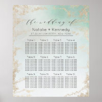 Abstracte Aqua Ombre Fade met Frosted Gold Glitter