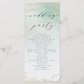 Abstracte Aqua Ombre Fade met Frosted Gold Glitter Programmakaart (Achterkant)