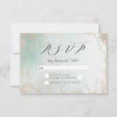 Abstracte Aqua Ombre Fade met Frosted Gold Glitter RSVP Kaartje (Voorkant)