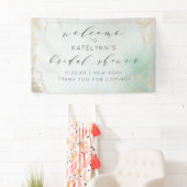 Abstracte Aqua Ombre Fade met Frosted Gold Glitter Spandoek (Insitu)