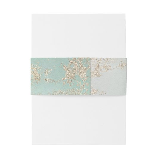 Abstracte Aqua Ombre Fade met Frosted Gold Glitter Uitnodigingen Wikkel (Achterkant Voorbeeld)