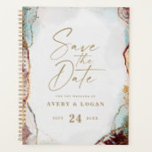 Abstracte Aqua Red & Gold wintertrouwplannen Planner (Voorkant)