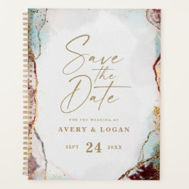 Abstracte Aqua Red & Gold wintertrouwplannen Planner