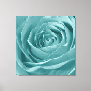 Abstracte Aqua Roos Elegant Floral Fotografie Canvas Afdruk