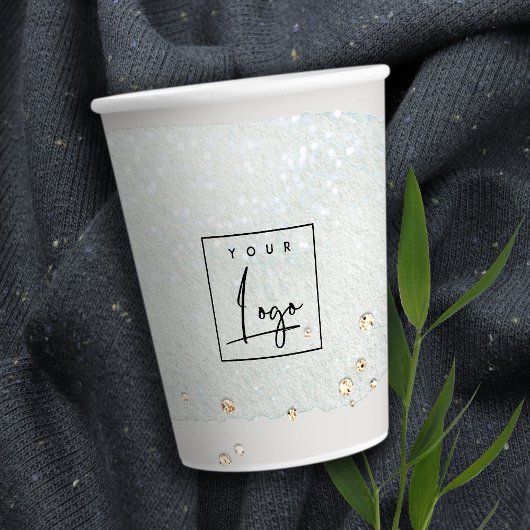 Abstracte Aqua Silver Brush Stoke Waterverf Logo Papieren Bekers