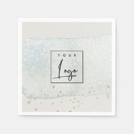 Abstracte Aqua Silver Brush Stoke Waterverf Logo Servet