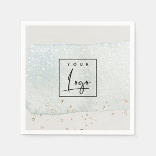 Abstracte Aqua Silver Brush Stoke Waterverf Logo Servet