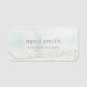 Abstracte Aqua Silver Brush Stoke Waterverf Naamplaatje (Voorkant)