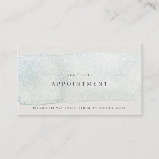 Abstracte Aqua Silver Stoke Waterverf Benoeming Visitekaartje (Voorkant)