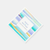 Abstracte aqua tropische getijdenlijn bruiloft eve servet (Hoek)