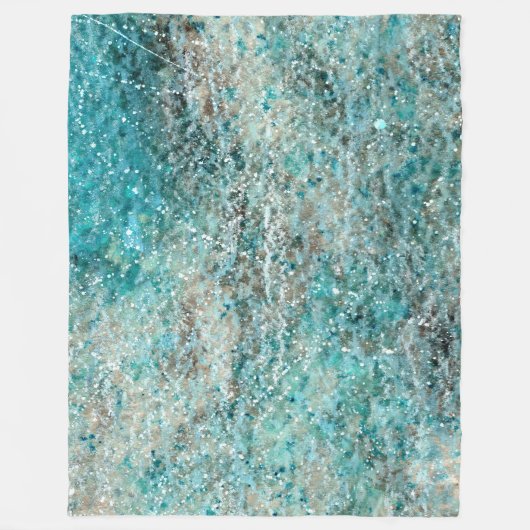 Abstracte Aqua Waterverf Flourish 60 "x80" Fleece Deken (Voorkant)