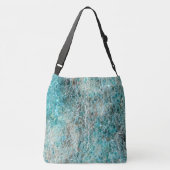 Abstracte Aqua Waterverf Flourish w Aangepaste tek Crossbody Tas (Achterkant)