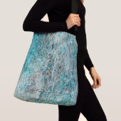 Abstracte Aqua Waterverf Flourish w Aangepaste tek Crossbody Tas (Dichtbij)