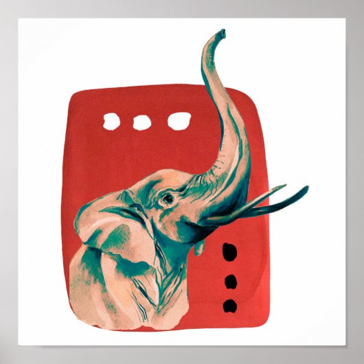 Abstracte Aquarel Afrikaanse Olifant Poster (Voorkant)