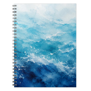 Abstracte Aquarel Blauwe Oceaan Zee Notitieboek