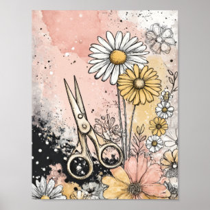 Abstracte aquarel bloemkunst poster
