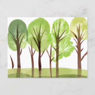 Abstracte aquarel bomen en boomtakken  briefkaart