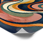Abstracte Aquarel Golven Poster Vloeiend Organisch (Hoek)