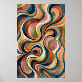 Abstracte Aquarel Golven Poster Vloeiend Organisch