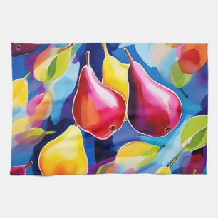 Abstracte aquarel peren met krachtige penseelstrek theedoek