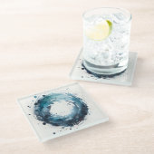 abstracte aquarel ring glazen onderzetter (Schuin)