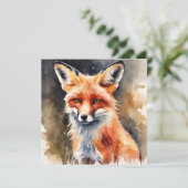 Abstracte aquarel rode vos  kaart (Staand voorkant)