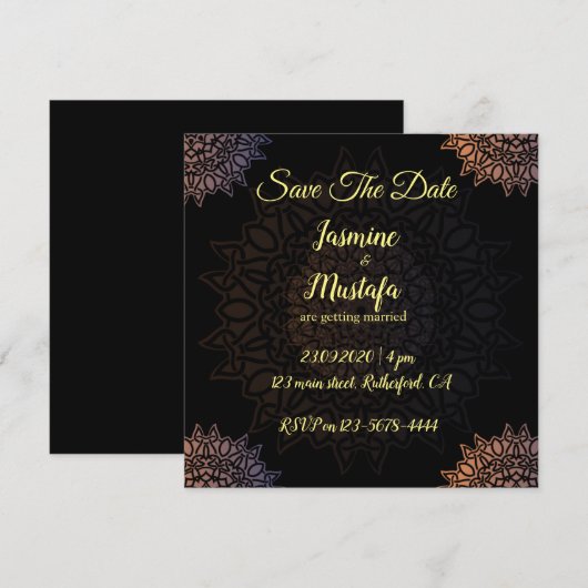 Abstracte Arabische Kunst Bruiloft Kaart (Voorkant / Achterkant)