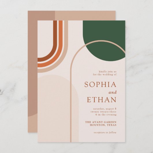 Abstracte Arch Wedding Invitation Boho Kaart (Voorkant / Achterkant)