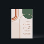 Abstracte Arch Wedding Invitation Boho Kaart<br><div class="desc">Modern boho trouwuitnodiging met boogvormen in terracotta,  roest,  verbrand sinaasappel en donkergroene,  smaragdtonen. Collectie: https://www.zazzle.com/collections/boho_arch_abstract_wedding_collection-119061662657911589</div>